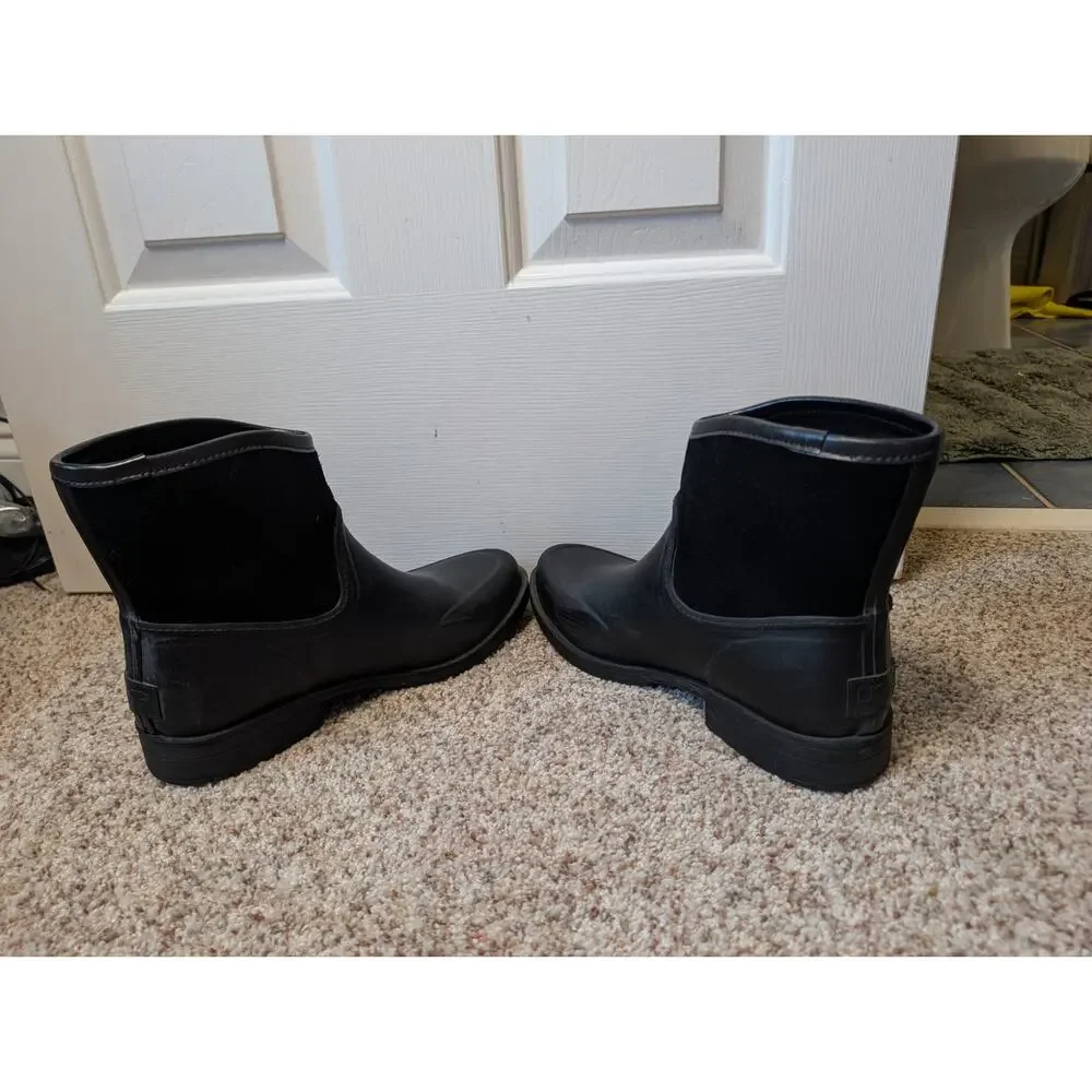 UGG Paxton Rain Boots Men Size 11 Black Waterproof Rubber Suede Chelsea Ankle